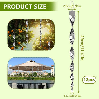 Reflective Bird Deterrent Spiral Rods — 12 or 24 Pack