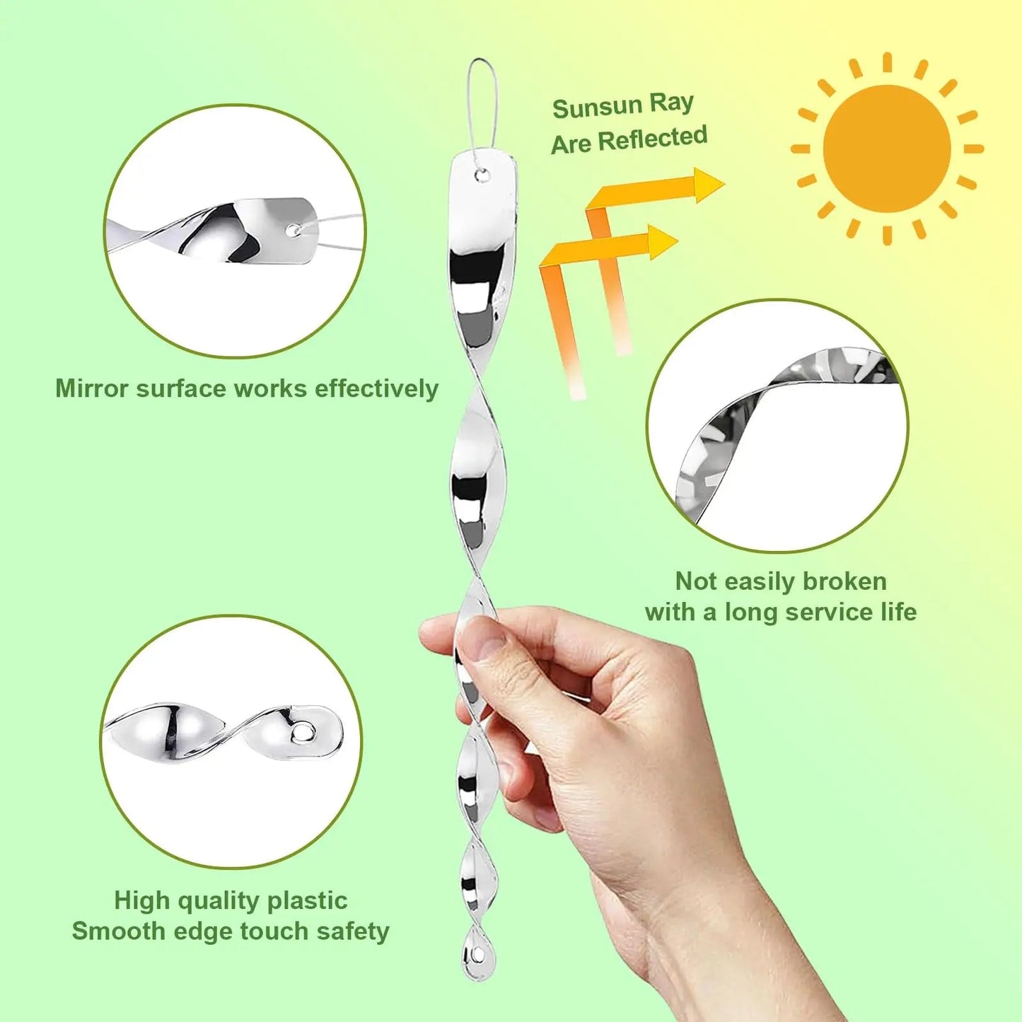 Reflective Bird Deterrent Spiral Rods — 12 or 24 Pack