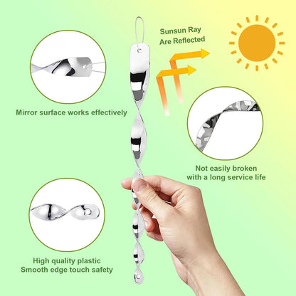 Reflective Bird Deterrent Spiral Rods — 12 or 24 Pack