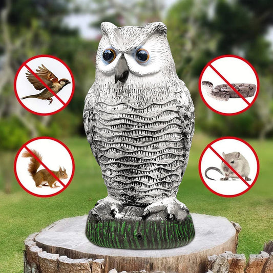 Lifelike Owl Decoy Bird Repeller for Garden & Patio