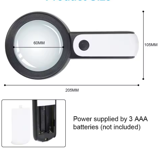 30x LED Magnifying Glass for Reading & Detail Work