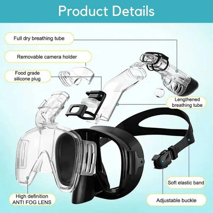 Full-Face Snorkeling Mask with Dry Top System