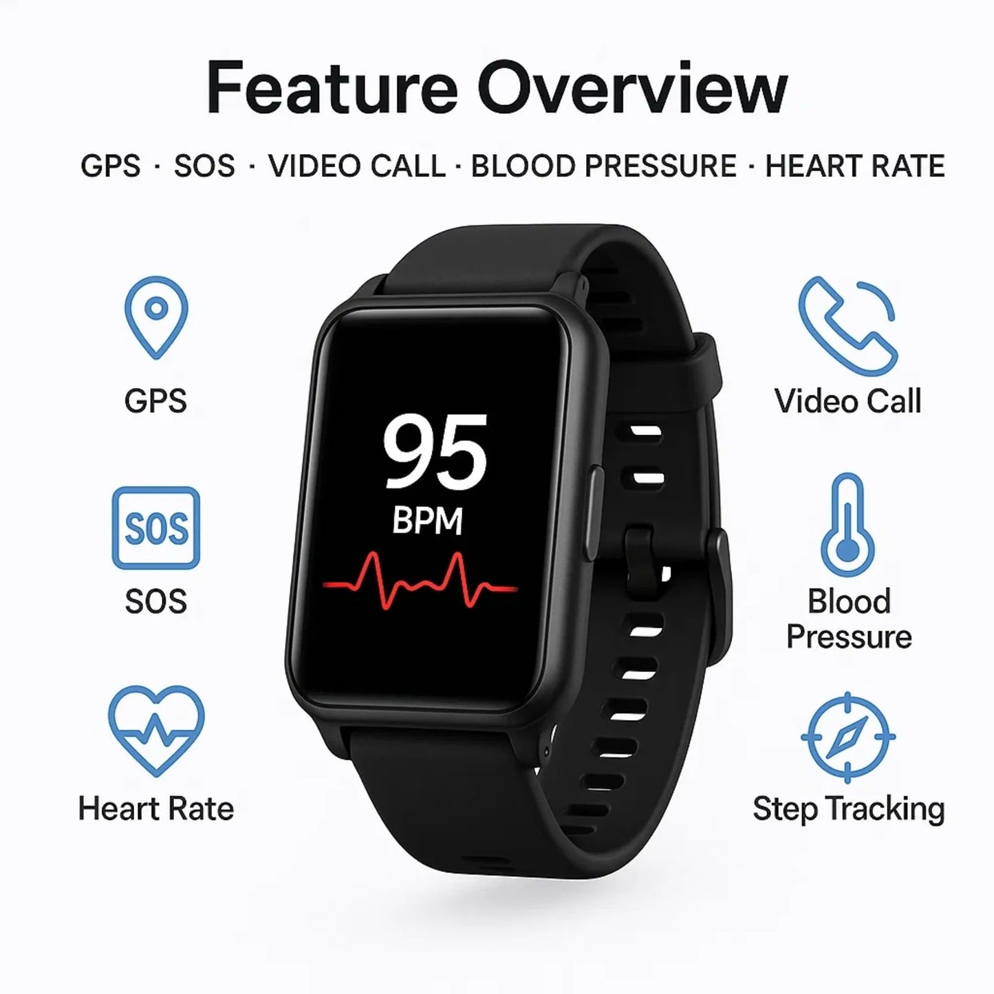Fall Detection GPS Smartwatch for Seniors