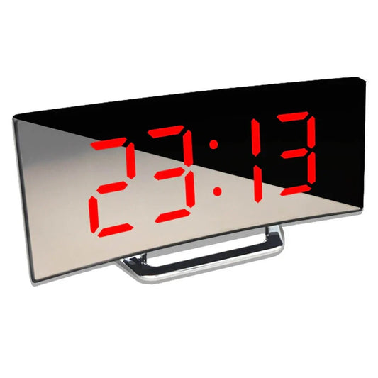Modern Curved LED Digital Clock with Temperature Display