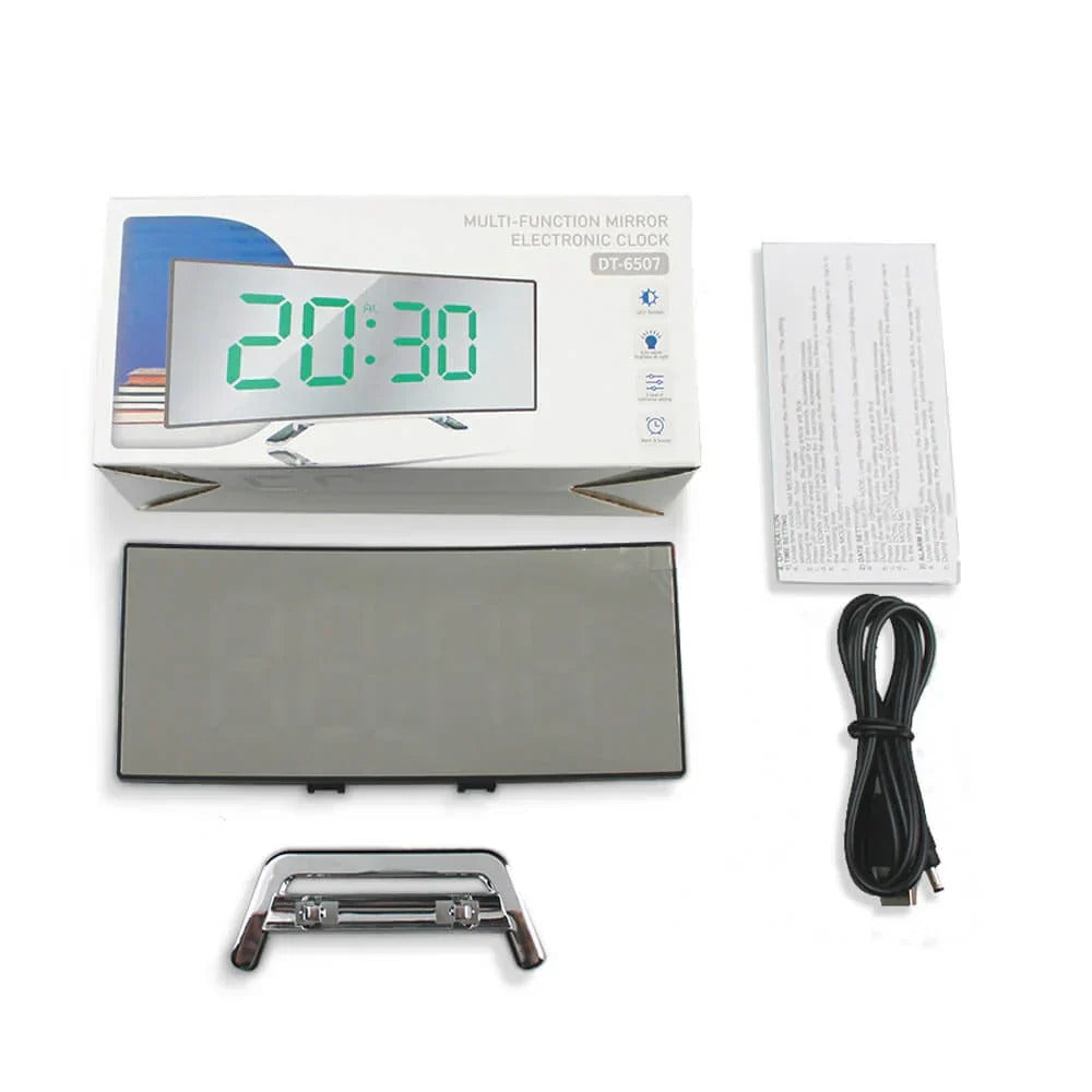 Modern Curved LED Digital Clock with Temperature Display