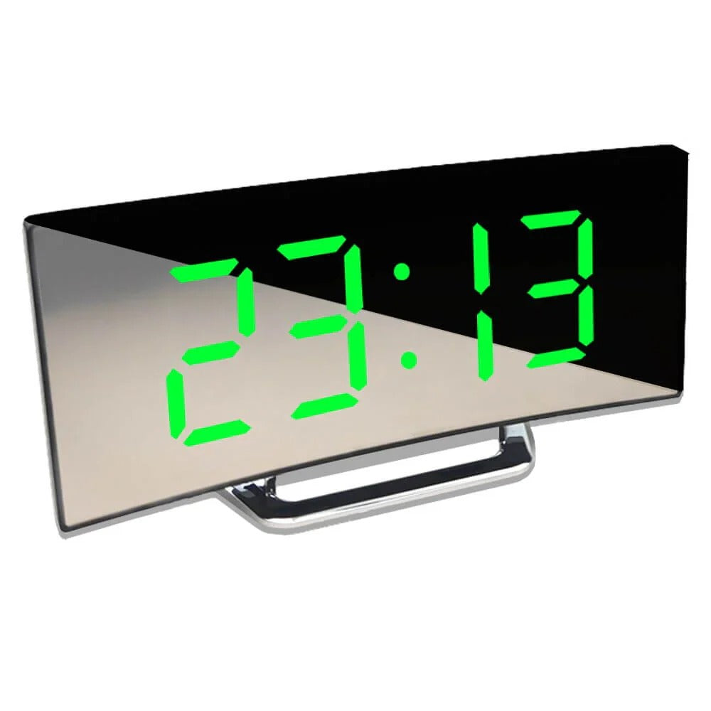 Modern Curved LED Digital Clock with Temperature Display