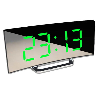 Modern Curved LED Digital Clock with Temperature Display