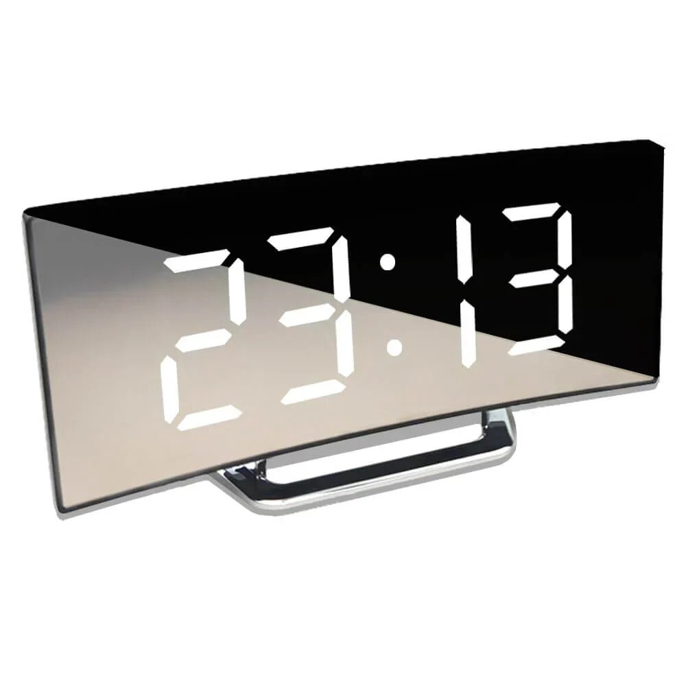 Modern Curved LED Digital Clock with Temperature Display