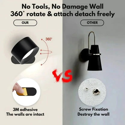 Rechargeable 360° Rotating Wall Light — Touch Control