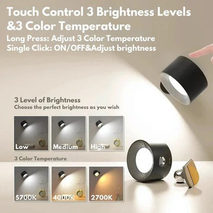 Rechargeable 360° Rotating Wall Light — Touch Control