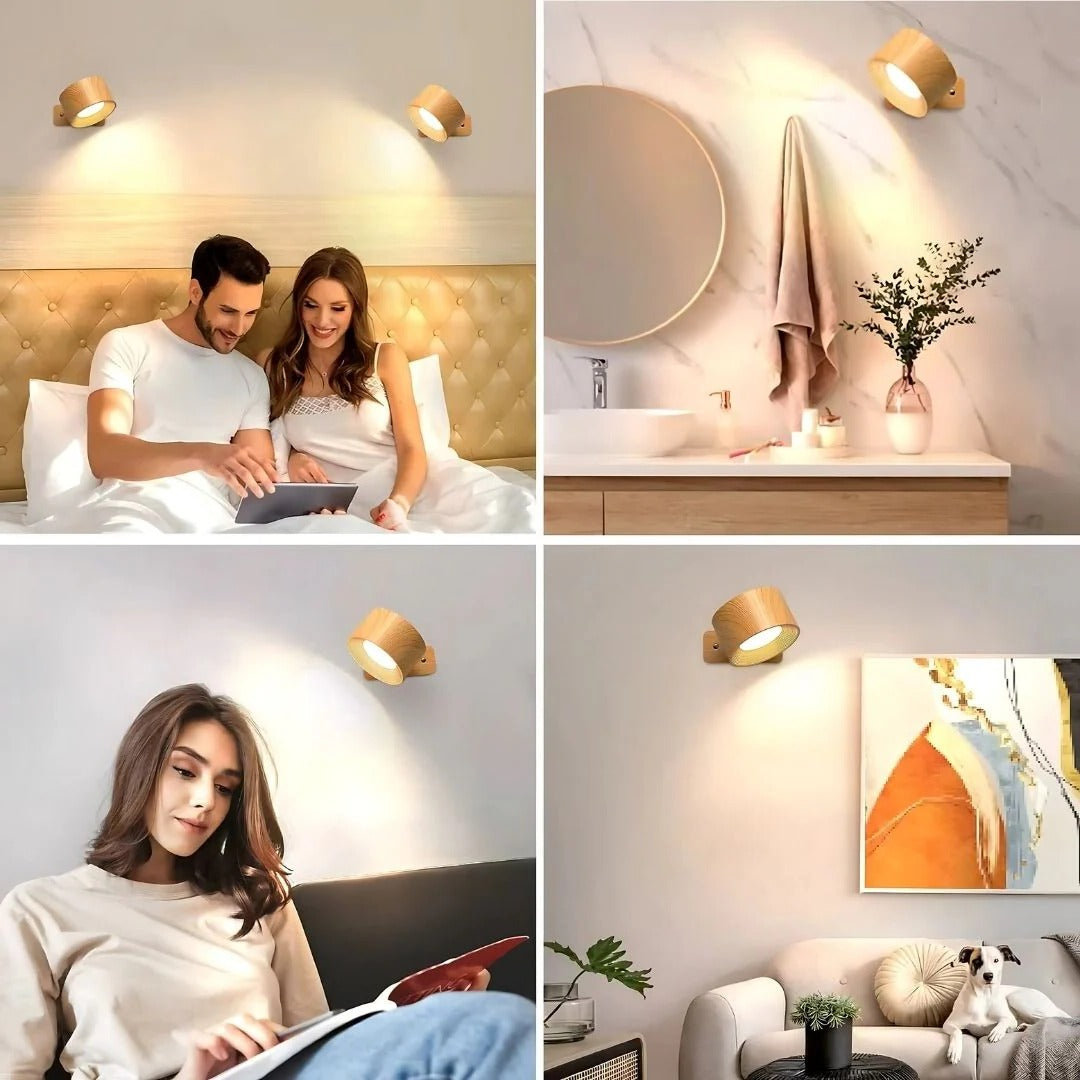 Rechargeable 360° Rotating Wall Light — Touch Control