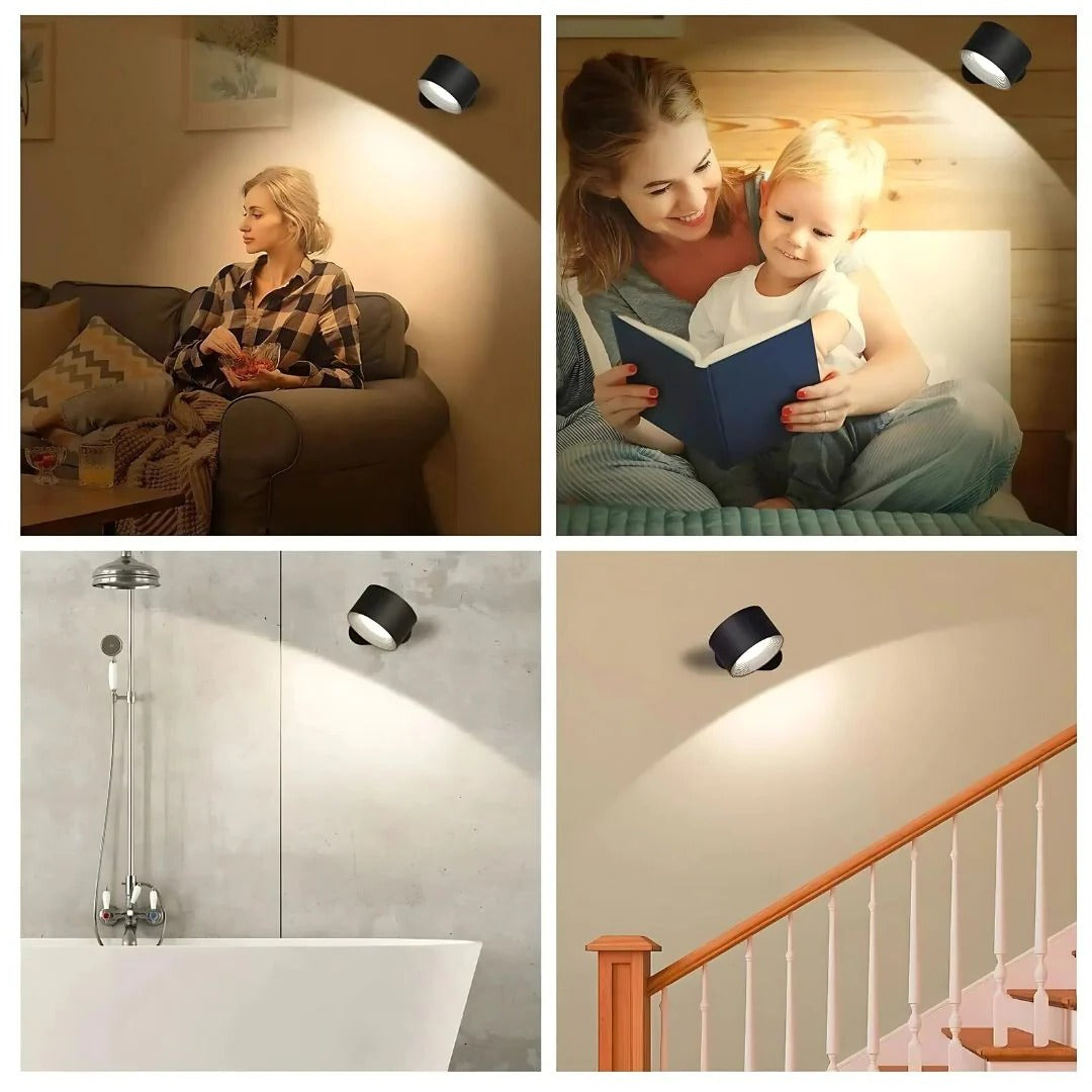 Rechargeable 360° Rotating Wall Light — Touch Control