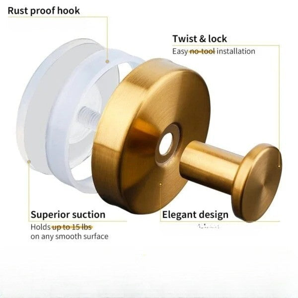 Twist-Lock Suction Cup Wall Hooks — 2-Piece Set