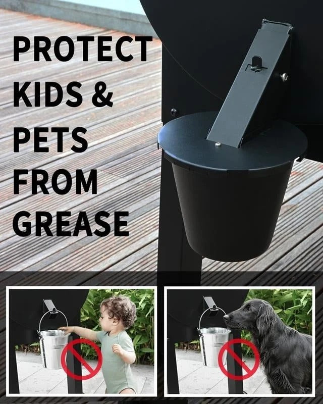 Grill Grease Collector with Lid & Reusable Liner