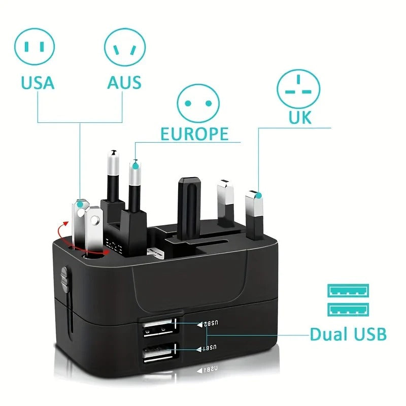 Worldwide Travel Adapter with Dual USB Ports