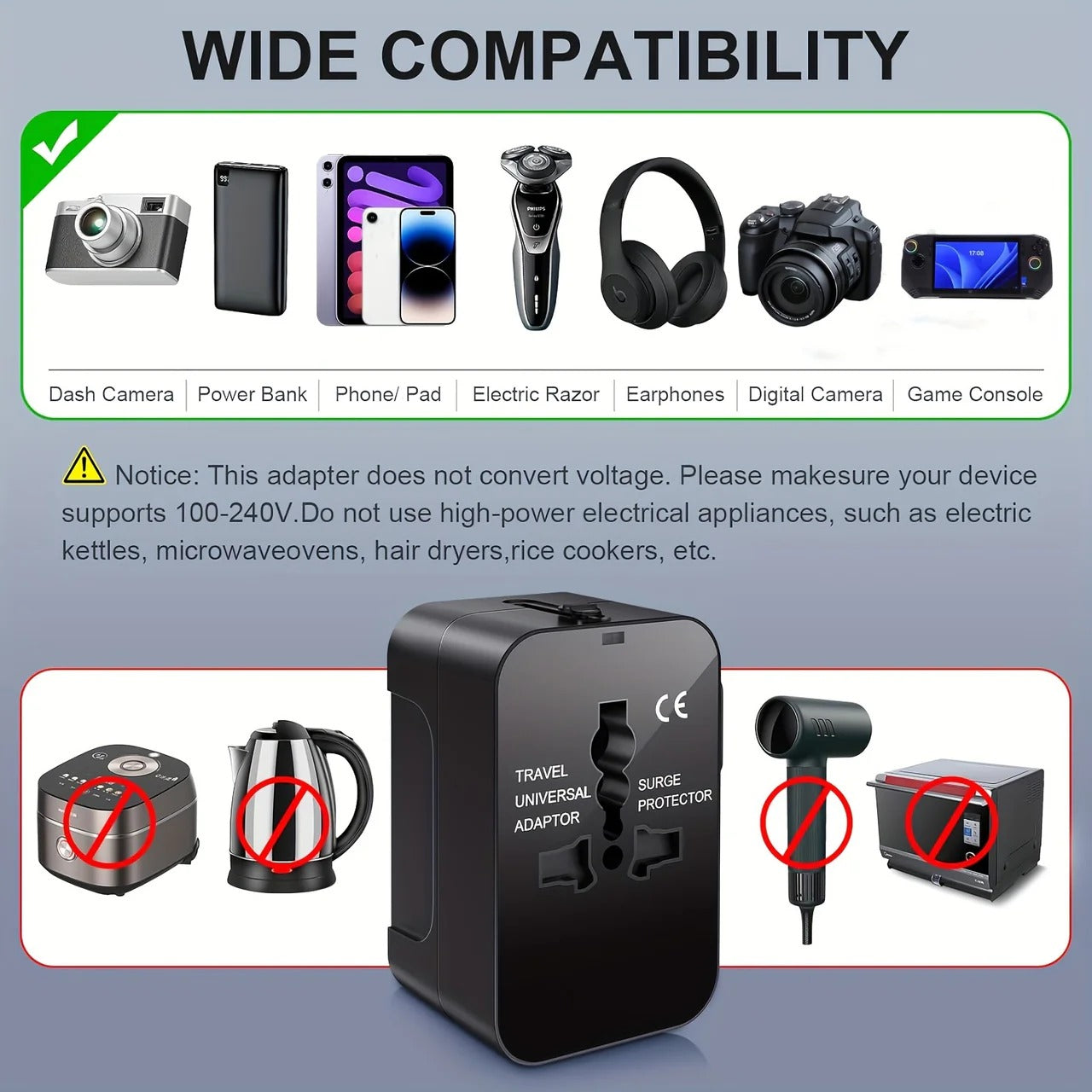 Worldwide Travel Adapter with Dual USB Ports