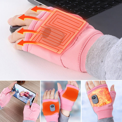 USB Heated Fingerless Gloves — 3 Temperature Settings